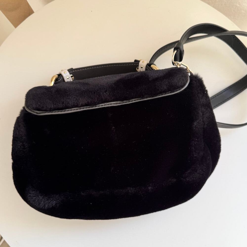 Maje Faux Fur Evening Bag Handle/Crossbody Black - Picture 7 of 7
